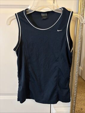 Nike Women’s Navy Athletic Tank with White Piping